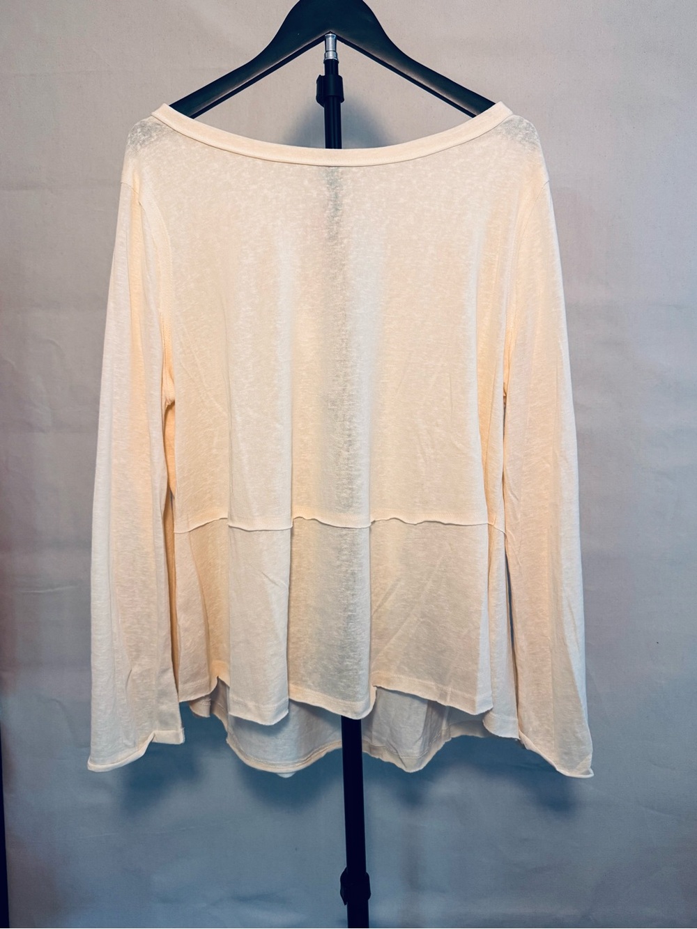 Umgee Cream Oversized High-Low Knit Top Long Sleeve L NWT